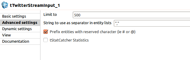 tTwitterStreamInput tTwitterStreamInput twitter talend components