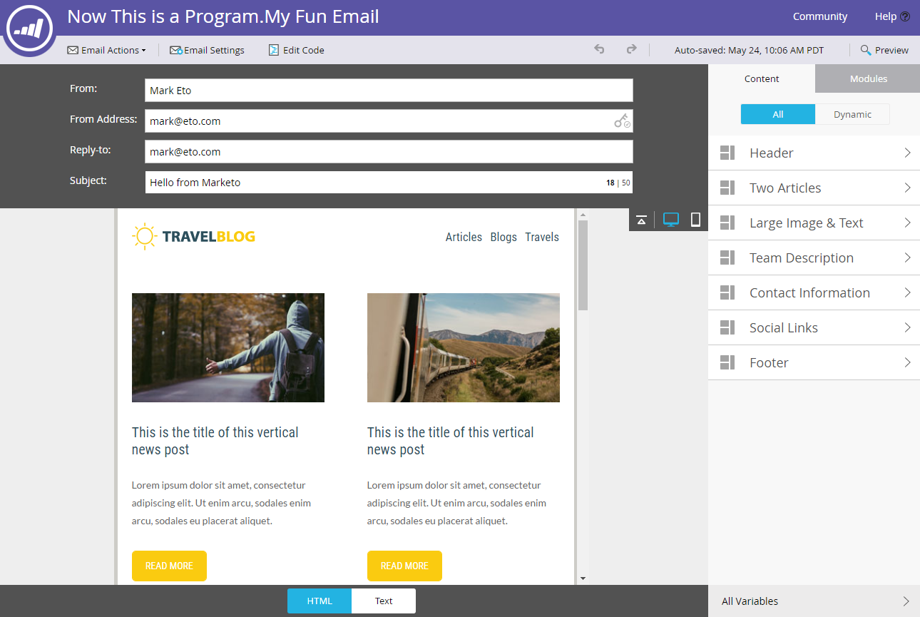 Marketo Email Designer