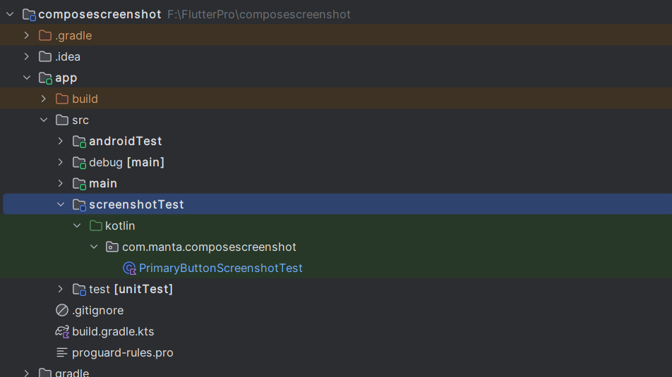 Screenshot test sourceset