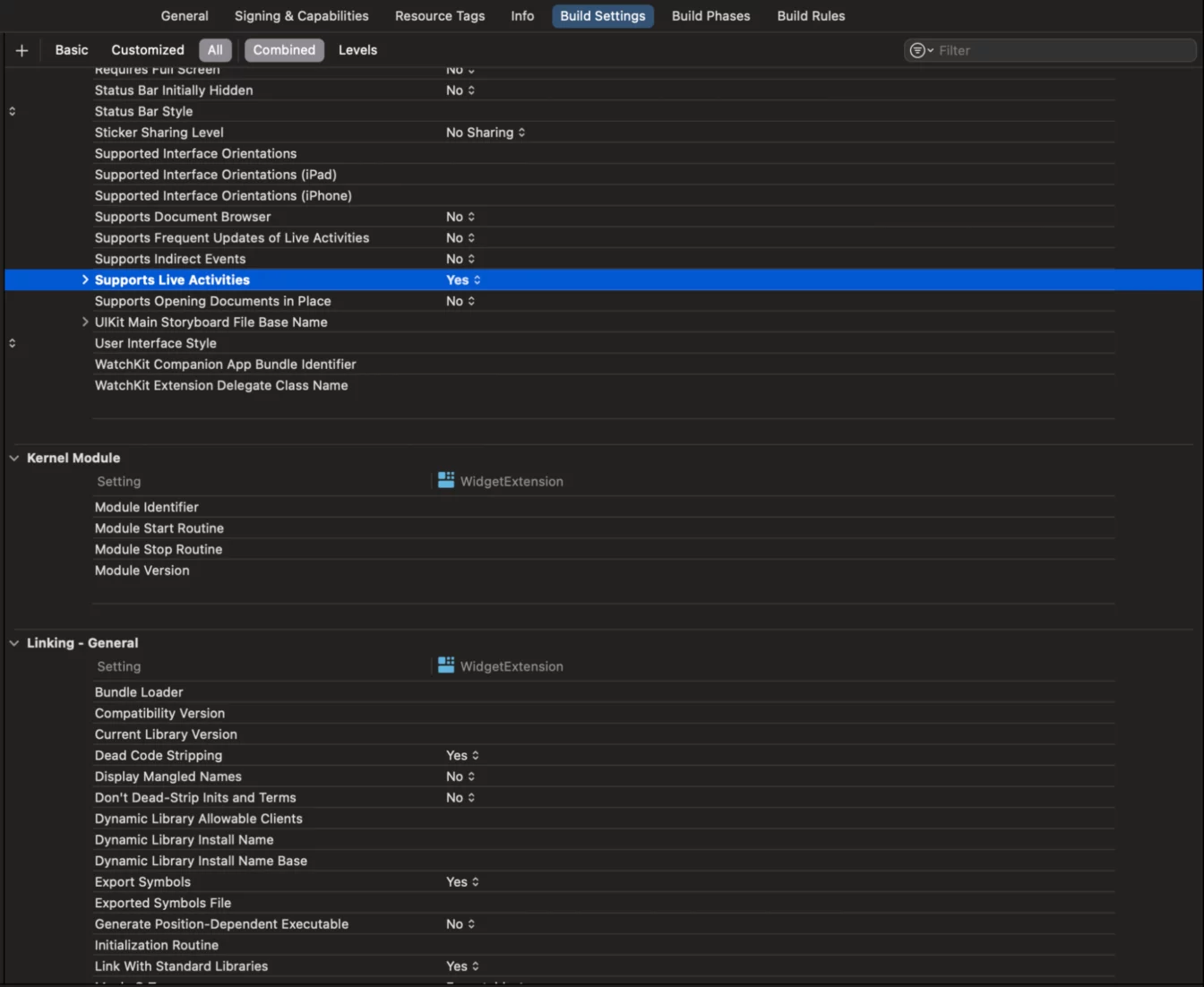 Support Live Activities configuration in Xcode