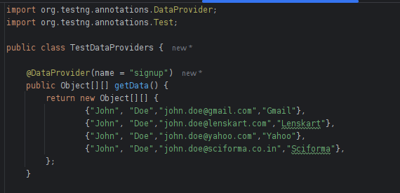 Above image shows how DataProviders can be used in our code