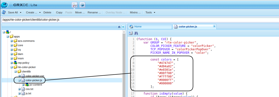 RTE color picker js