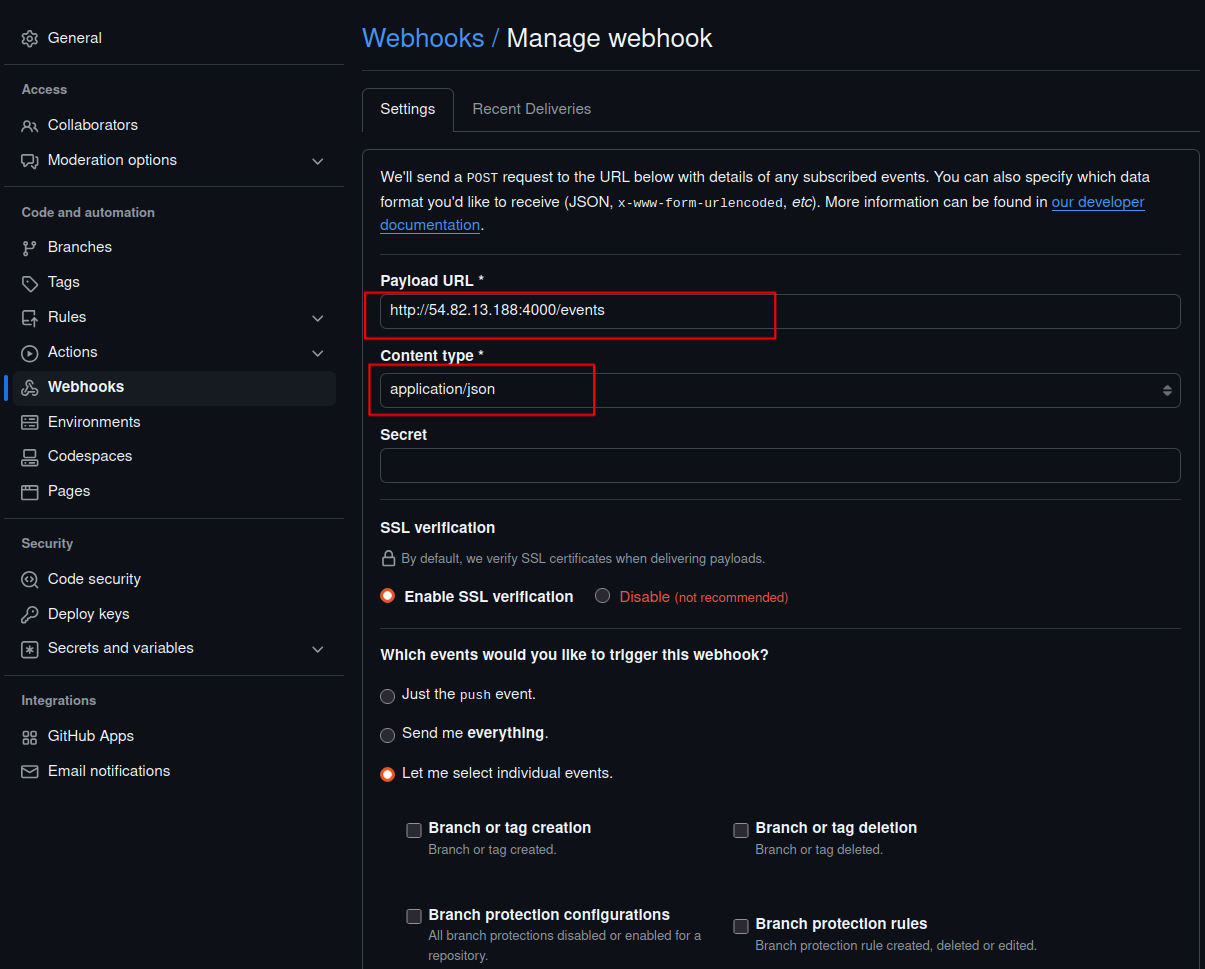 Webhook name