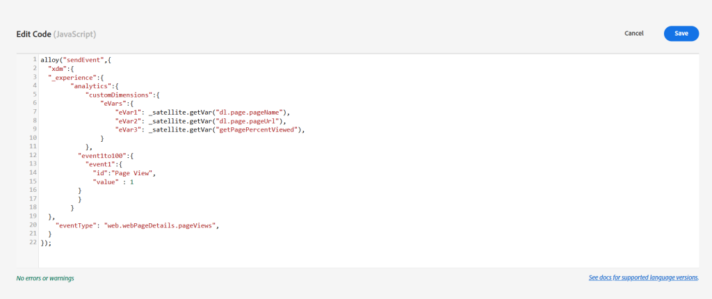 Core - Set XDM & Send Event