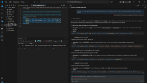 VS Code displaying AI-generated SQL test cases and MySQL database validation queries.