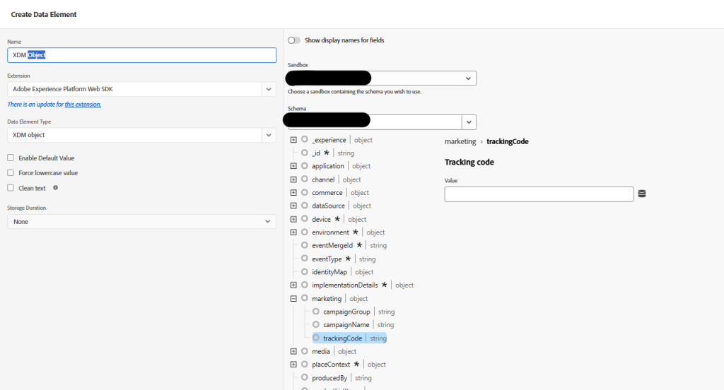XDM Object- Data Element