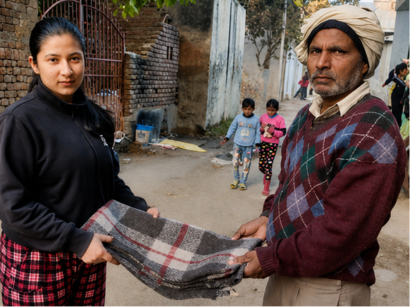 Blankets being distributed during winter